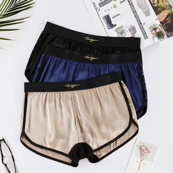Cueca boxer masculina, de seda amora, shorts domésticos, roupa íntima confortável, seda natural pura, caseira de luxo, 52025 - Image 3