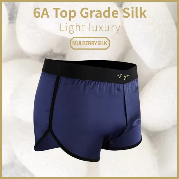 Cueca boxer masculina, de seda amora, shorts domésticos, roupa íntima confortável, seda natural pura, caseira de luxo, 52025 - Image 2