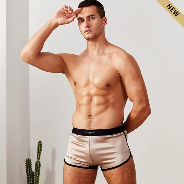 Cueca boxer masculina, de seda amora, shorts domésticos, roupa íntima confortável, seda natural pura, caseira de luxo, 52025