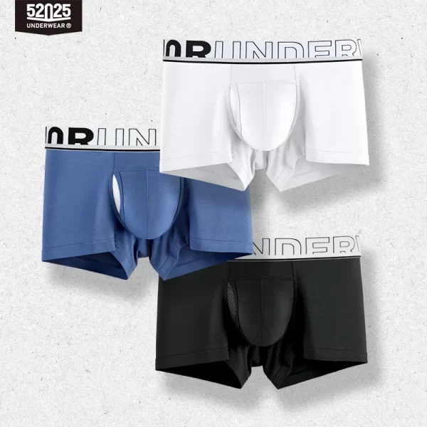 Cueca Boxer masculina de malha de seda de secagem rápida, cueca patenteada confortável, bolsa de separação, cuecas sexy, 52025 - Image 5