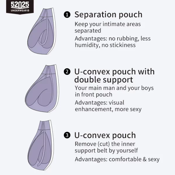 Cueca Boxer masculina de malha de seda de secagem rápida, cueca patenteada confortável, bolsa de separação, cuecas sexy, 52025 - Image 4