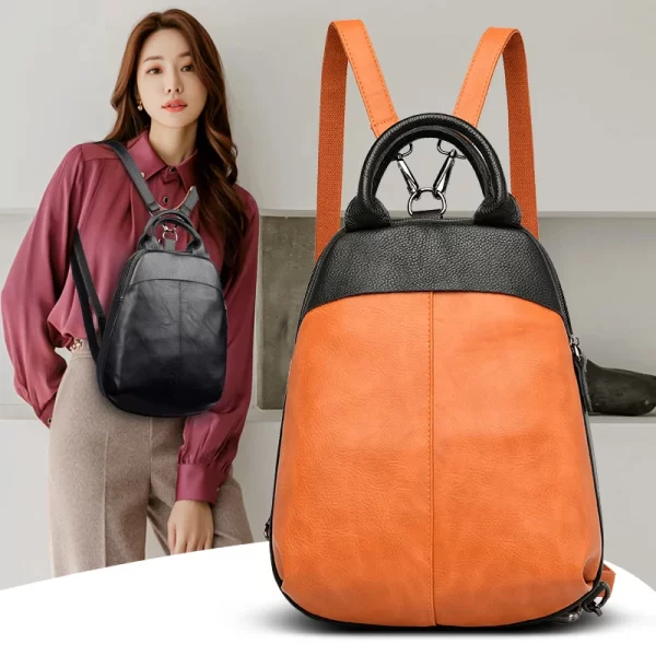 Mochila feminina, de couro genuíno, designer de luxo, de viagem, de alta capacidade, alta qualidade, moda. - Image 2