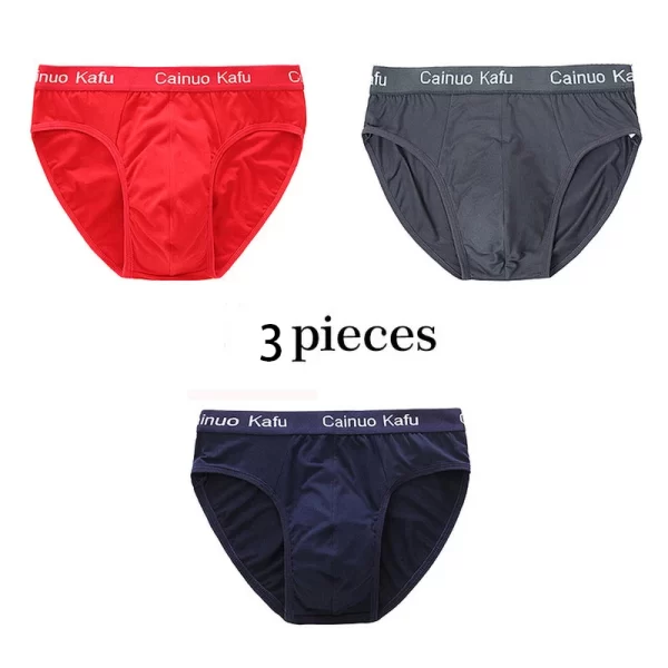 Cueca masculina de seda, nova briefs de fibra de bambu, bodysuit, confortável sólida, kit com 3 pçs - Image 7