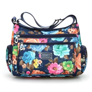 Bolsa feminina,  de ombro, com padrão floral, de alta qualidade, impermeável, leve, nylon, tiracolo, casual, multi bolsos, moda