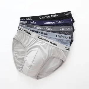 Cueca masculina de seda, nova briefs de fibra de bambu, bodysuit, confortável sólida, kit com 3 pçs