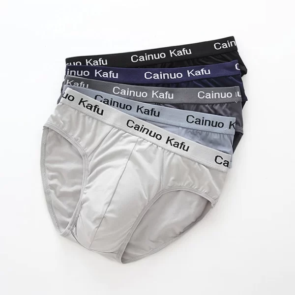 Cueca masculina de seda, nova briefs de fibra de bambu, bodysuit, confortável sólida, kit com 3 pçs