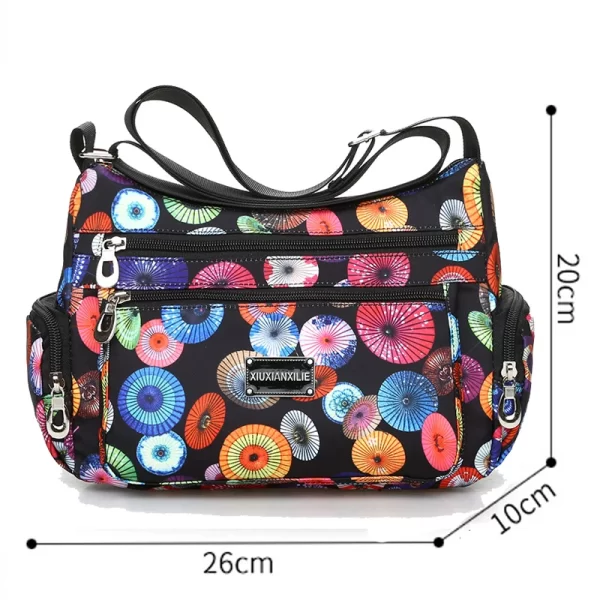 Bolsa feminina,  de ombro, com padrão floral, de alta qualidade, impermeável, leve, nylon, tiracolo, casual, multi bolsos, moda - Image 4