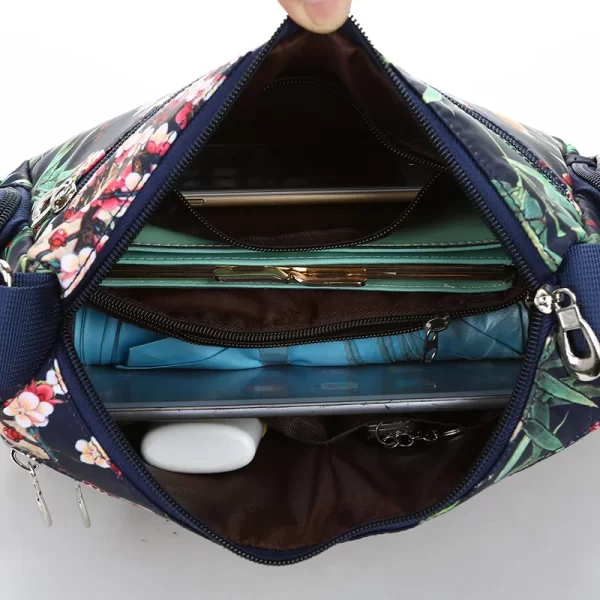 Bolsa feminina,  de ombro, com padrão floral, de alta qualidade, impermeável, leve, nylon, tiracolo, casual, multi bolsos, moda - Image 6