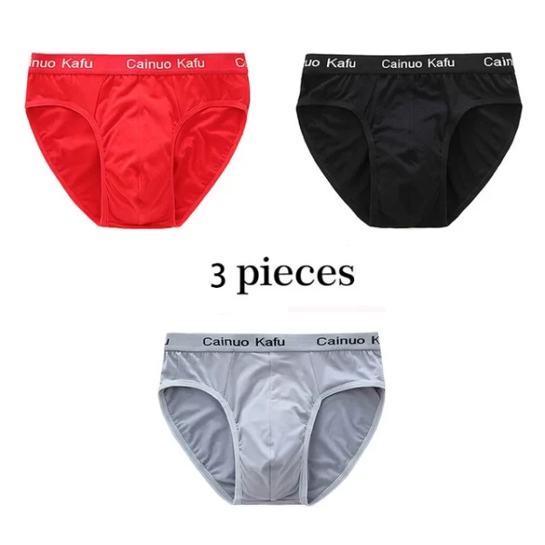 Cueca masculina de seda, nova briefs de fibra de bambu, bodysuit, confortável sólida, kit com 3 pçs - Image 9