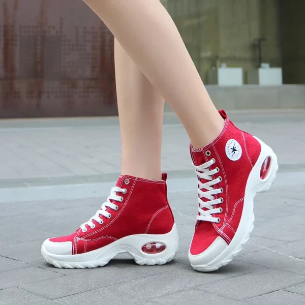 Sapato feminino de plataforma, de lona alta, tênis designer, vulcanizados, marca de luxo, moda. - Image 3