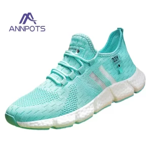 Tênis unissex de corrida respirável, branco casual, leve, antiderrapante, clássico, esportivo, casal, de malha.