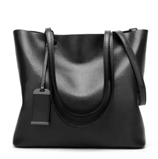 Bolsa feminina de couro encerado, simples de alça dupla, sacos de ombro para compras, multiuso. - Image 9
