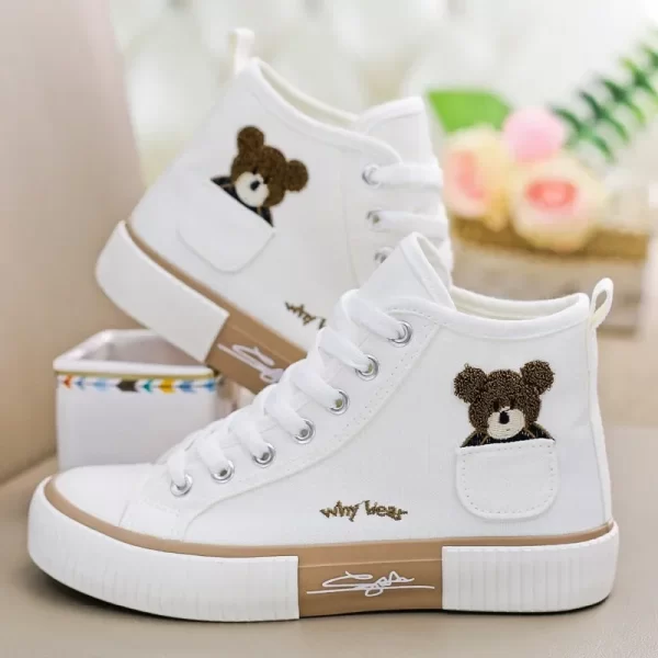 Sapato feminino de lona bonitos, respiráveis,  esportivos, casuais vulcanizados, altas. - Image 6