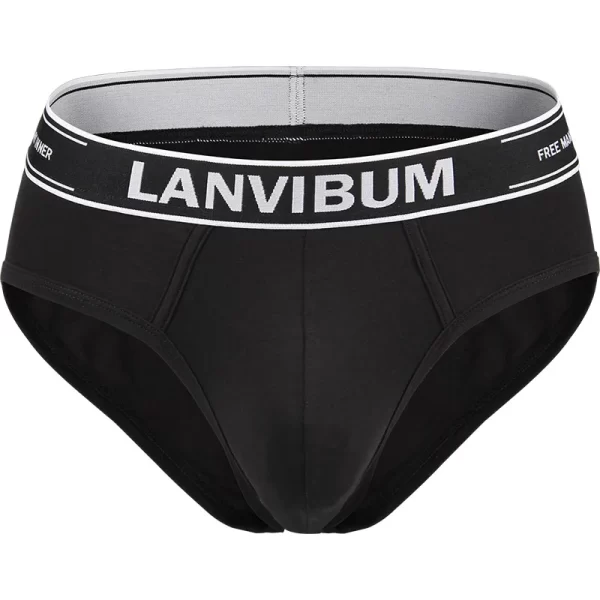 Cueca masculina,Lanvibum, de verão, tecido algodão, u convexo saco confortável respirável cor sólida simples meados cintura, interior. - Image 10