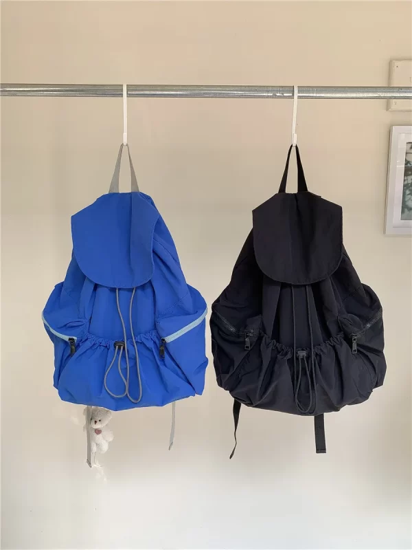 Mochila feminina,  de ombro em náilon, grande capacidade, escolar casual, luxo designer, cor sólida, moda, nova - Image 2