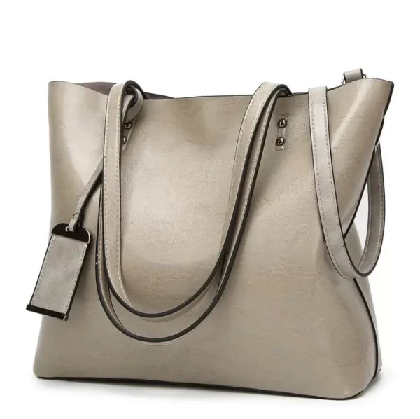 Bolsa feminina de couro encerado, simples de alça dupla, sacos de ombro para compras, multiuso. - Image 8