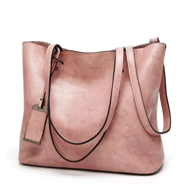 Bolsa feminina de couro encerado, simples de alça dupla, sacos de ombro para compras, multiuso. - Image 13