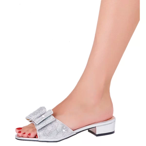 Sandália feminina, Flat Rhinestone Shiny Slippers, Shoe Bag Set, Itália, Design mais recente, África, Nigéria, Plus Size, Verão. - Image 8