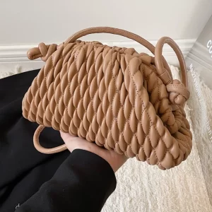 Bolsa feminina de ombro tiracolo plissada, versátil, Hobos vintage simples, novas, de nuvem, moda casual.