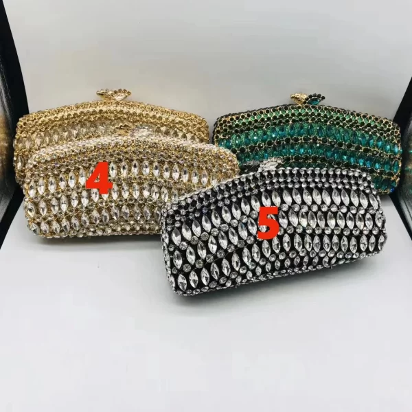 Bolsa feminina, Xiyuan, preto/prata cor cristal, de festa, casamento, pedra bolsa de noite, nupcial minaudiere. - Image 20