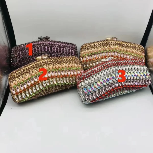 Bolsa feminina, Xiyuan, preto/prata cor cristal, de festa, casamento, pedra bolsa de noite, nupcial minaudiere. - Image 21