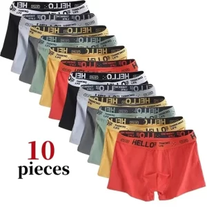 Cueca boxer masculina de alto estiramento, de algodão, respirável, macio, confortável, plus size, moda, L-4XL, kit com 10pcs