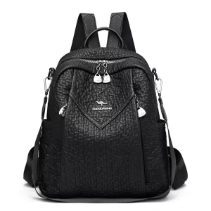 Mochila feminina de Grande Capacidade, de Ombro, de Viagem, Peito, PU, Moda.