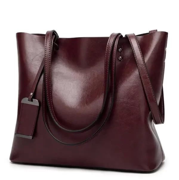 Bolsa feminina de couro encerado, simples de alça dupla, sacos de ombro para compras, multiuso. - Image 15