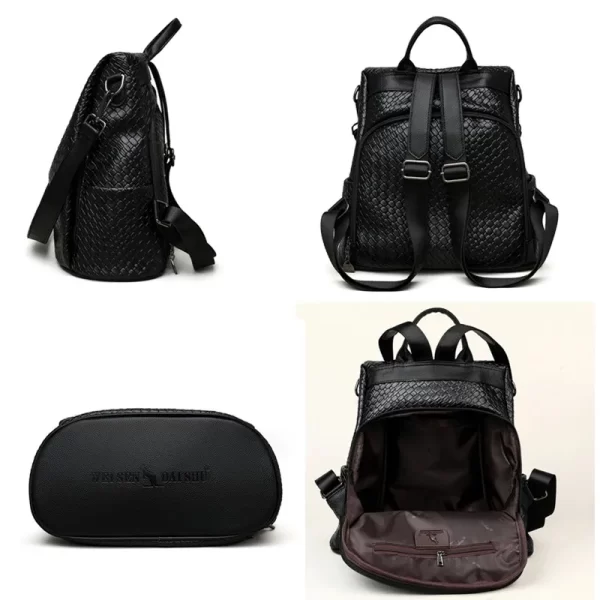 Mochila feminina, de couro, de luxo,  monocromáticas de alta qualidade, marca, escolares, moda, de viagem. - Image 6