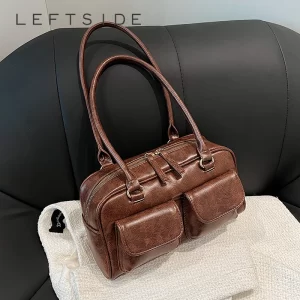Bolsa feminina, de ombro com bolsos duplo, LEFTSIDE, bolsa axilas, bolsas, nova moda, tendência, designer.