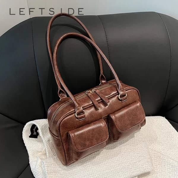 Bolsa feminina, de ombro com bolsos duplo, LEFTSIDE, bolsa axilas, bolsas, nova moda, tendência, designer.