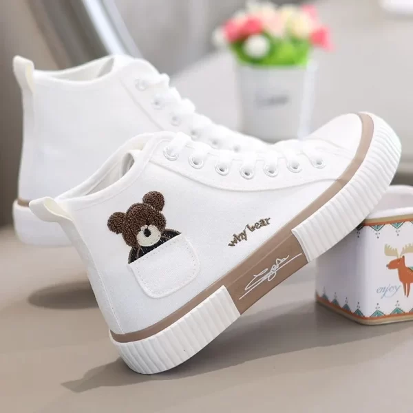 Sapato feminino de lona bonitos, respiráveis,  esportivos, casuais vulcanizados, altas. - Image 3