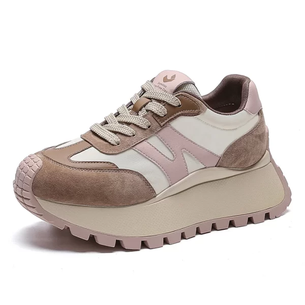 Sapato feminino, plataforma, SOMILISS-Sapatilhas, sapatos de dedo redondo, de grife casual, camurça de porco, pano de cetim, patchwork, com cadarço. - Image 8