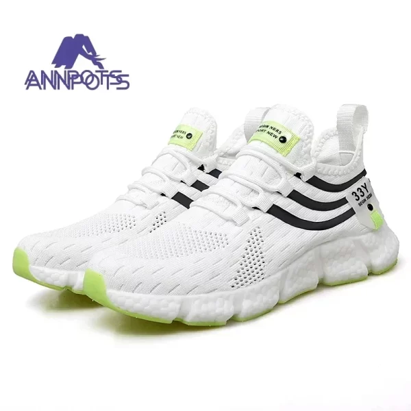 Tênis unissex de corrida respirável, branco casual, leve, antiderrapante, clássico, esportivo, casal, de malha. - Image 23
