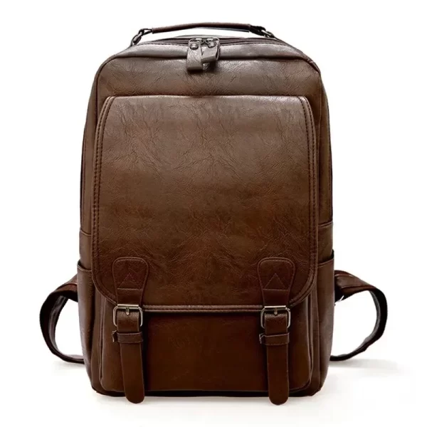 Mochila masculina de laptop de grande capacidade, casuais, de couro PU com zíper retrô,  impermeável de viagem. - Image 10