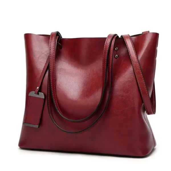 Bolsa feminina de couro encerado, simples de alça dupla, sacos de ombro para compras, multiuso. - Image 10