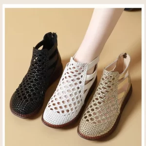 Sandália feminina de plataforma de dedo redondo, sandálias recortadas, versão coreana de sapatos femininos, confortáveis, na moda, verão