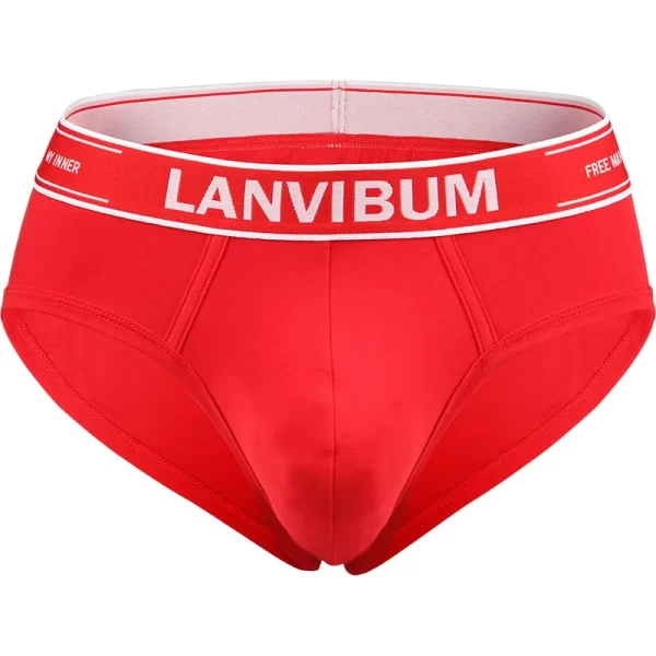 Cueca masculina,Lanvibum, de verão, tecido algodão, u convexo saco confortável respirável cor sólida simples meados cintura, interior. - Image 7