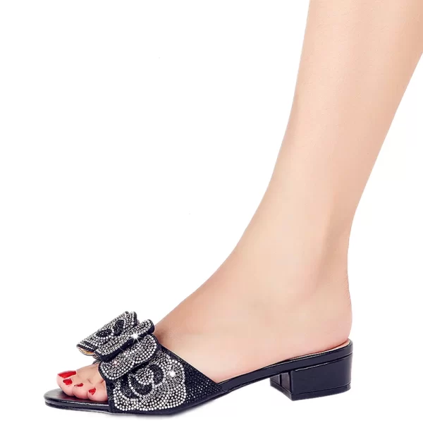 Sandália feminina, Flat Rhinestone Shiny Slippers, Shoe Bag Set, Itália, Design mais recente, África, Nigéria, Plus Size, Verão. - Image 11