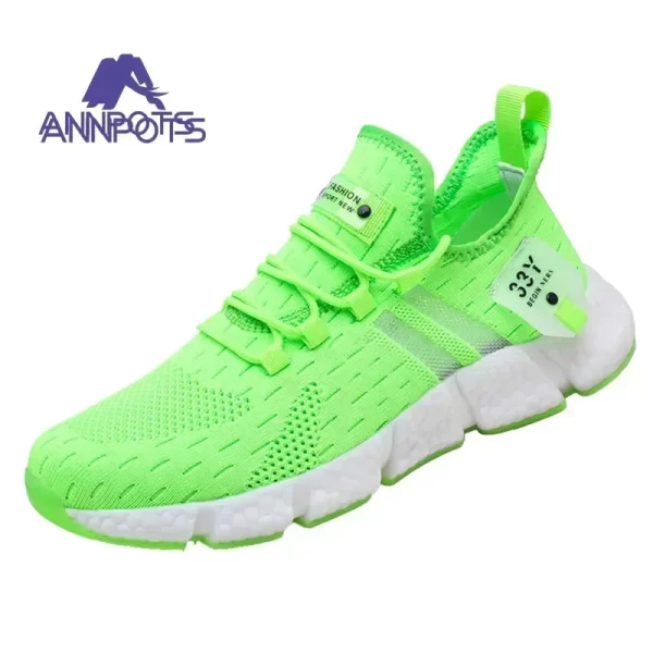 Tênis unissex de corrida respirável, branco casual, leve, antiderrapante, clássico, esportivo, casal, de malha. - Image 11