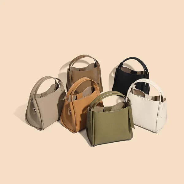 Bolsa feminina, AIGO, de Balde, de Couro Monocromático, Sacos de mensageiro de grande capacidade, de ombro, Clássicas. - Image 5