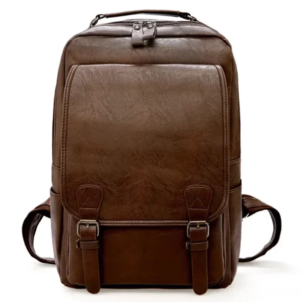 Mochila masculina de laptop de grande capacidade, casuais, de couro PU com zíper retrô,  impermeável de viagem.