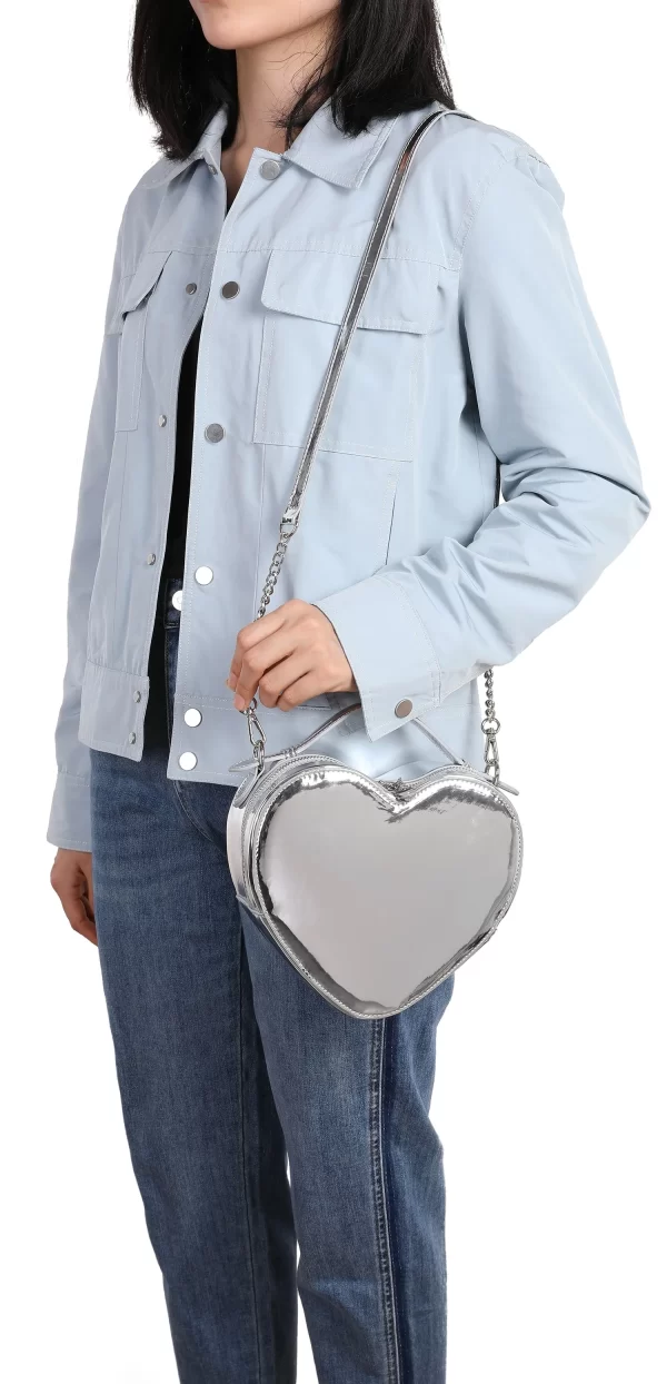 Bolsa feminina, Crossbody, em Forma de Coração, Bolsa de Amor, Zip Around Shoulder Bag, Bolsa de Cor Sólida. - Image 4