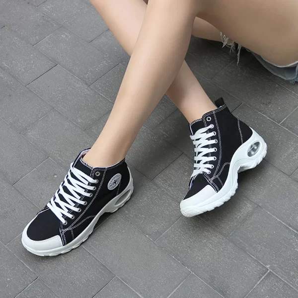 Sapato feminino de plataforma, de lona alta, tênis designer, vulcanizados, marca de luxo, moda. - Image 6