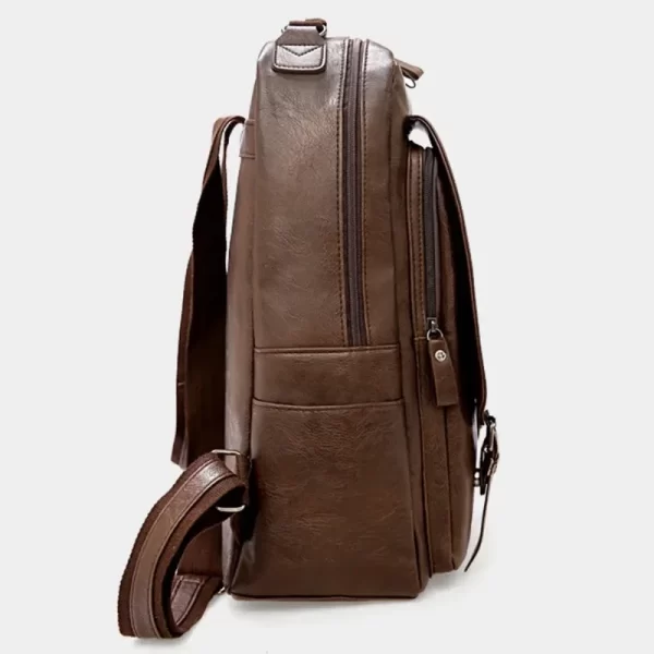 Mochila masculina de laptop de grande capacidade, casuais, de couro PU com zíper retrô,  impermeável de viagem. - Image 3