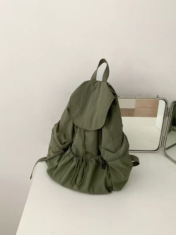 Mochila feminina,  de ombro em náilon, grande capacidade, escolar casual, luxo designer, cor sólida, moda, nova - Image 3