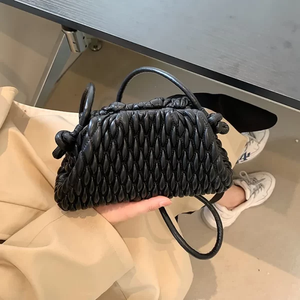 Bolsa feminina de ombro tiracolo plissada, versátil, Hobos vintage simples, novas, de nuvem, moda casual. - Image 3