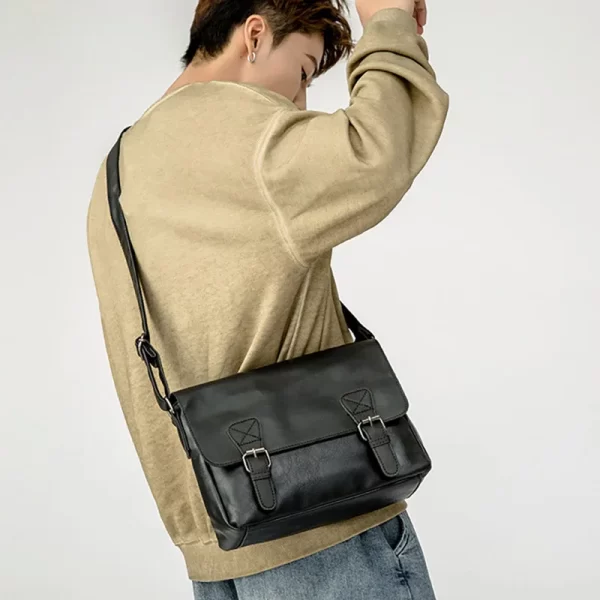 Bolsa masculina, de couro PU, Mensageiro, Multifuncional, Vintage, Sling Shoulder Bags, Designer Handbag,  de Luxo. - Image 6