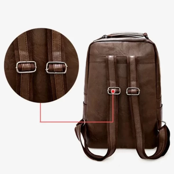 Mochila masculina de laptop de grande capacidade, casuais, de couro PU com zíper retrô,  impermeável de viagem. - Image 5