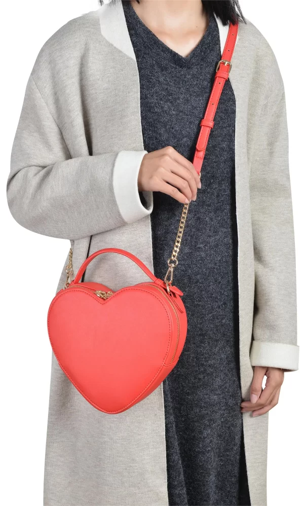 Bolsa feminina, Crossbody, em Forma de Coração, Bolsa de Amor, Zip Around Shoulder Bag, Bolsa de Cor Sólida. - Image 3